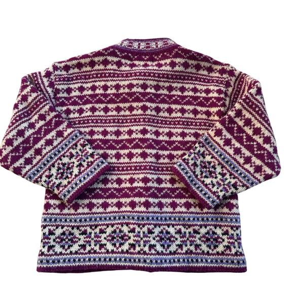 Vintage 1990s L.L. Bean Snowflake Pattern Wool Girls Cardigan XS - Picture 2 of 6